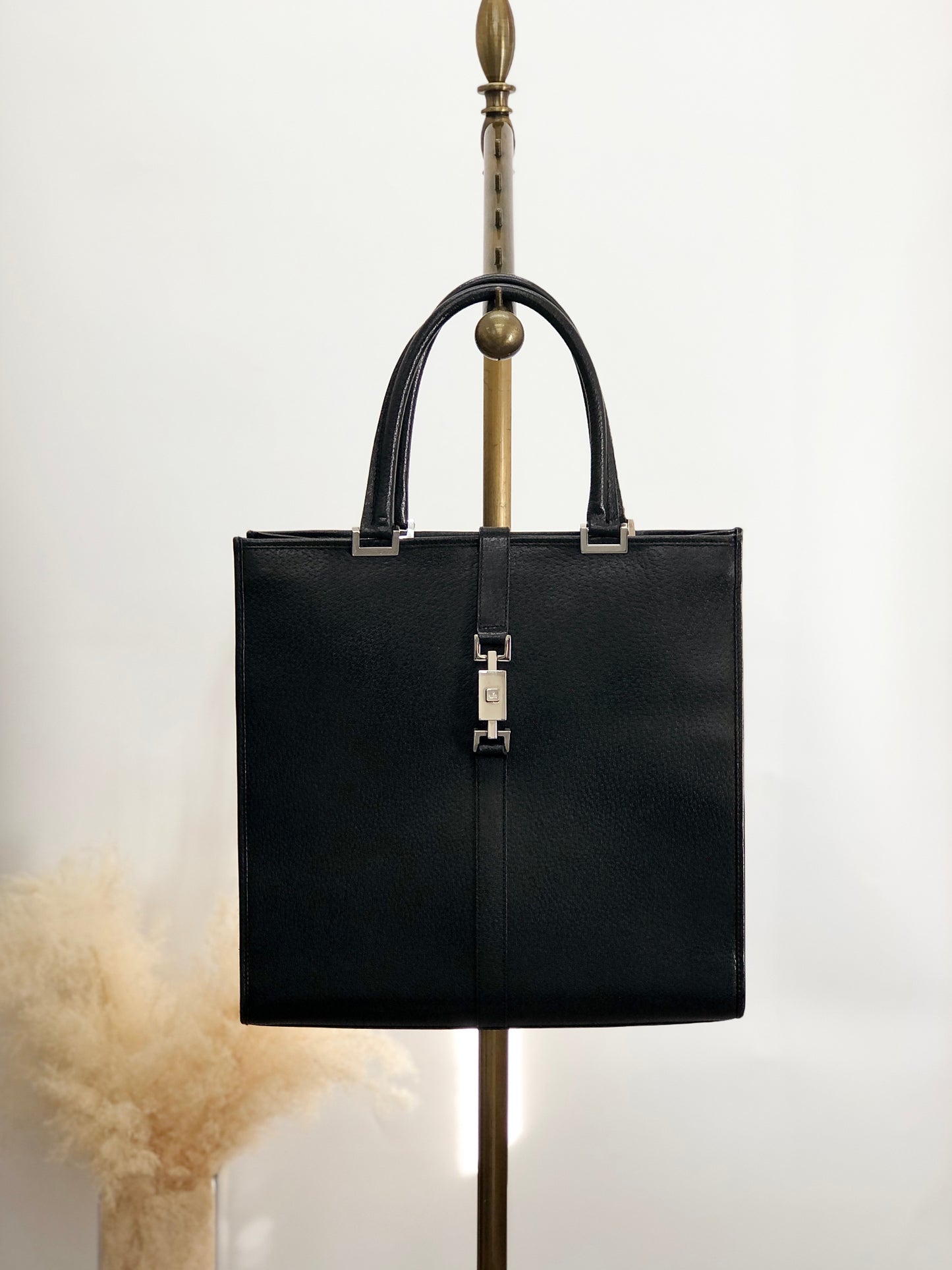 GUCCI Jackie Handbag Black Vintage 2kdzsa