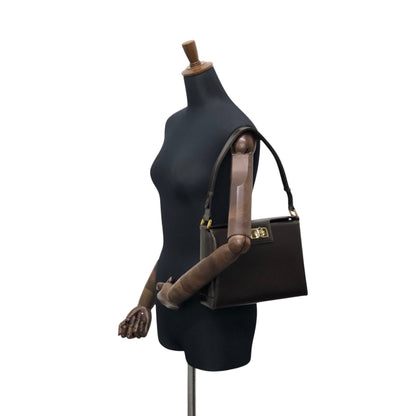 GUCCI Turn Lock Handbag Brown Vintage ud4z3y