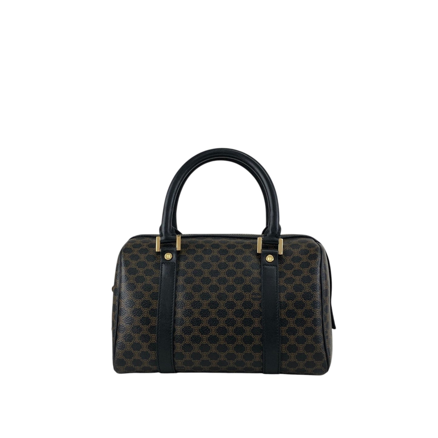 CELINE Macadam Small Boston bag Handbag Black Vintage py4p2e