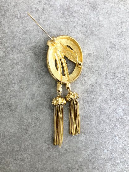 Christian Dior Tassel Motif Brooch Gold Vintage 8f3fvz