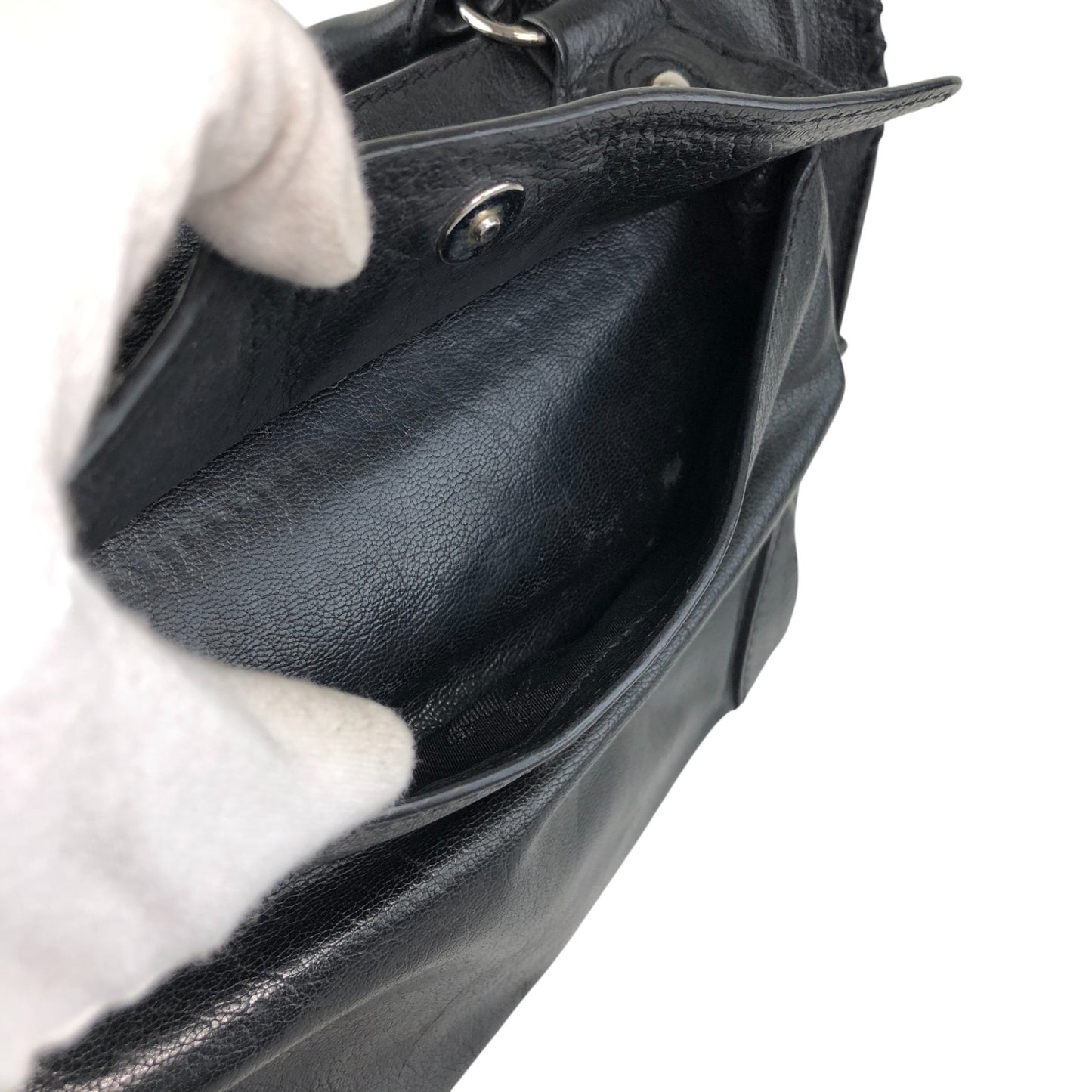 CELINE Horse Carriage Logo Handbag Black Vintage v5s4uu