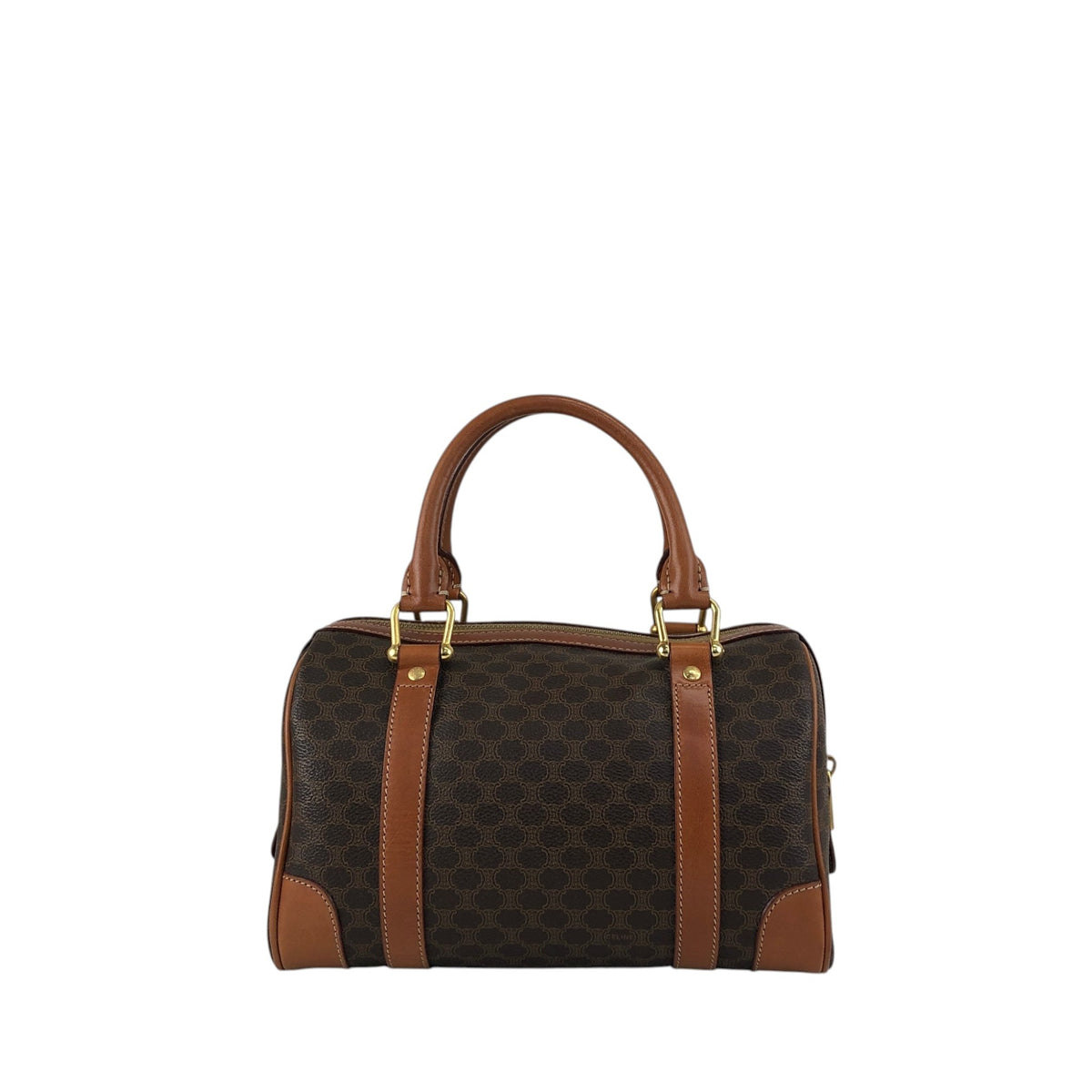 CELINE Macadam Small Boston bag Handbag Brown Vintage 7k24si