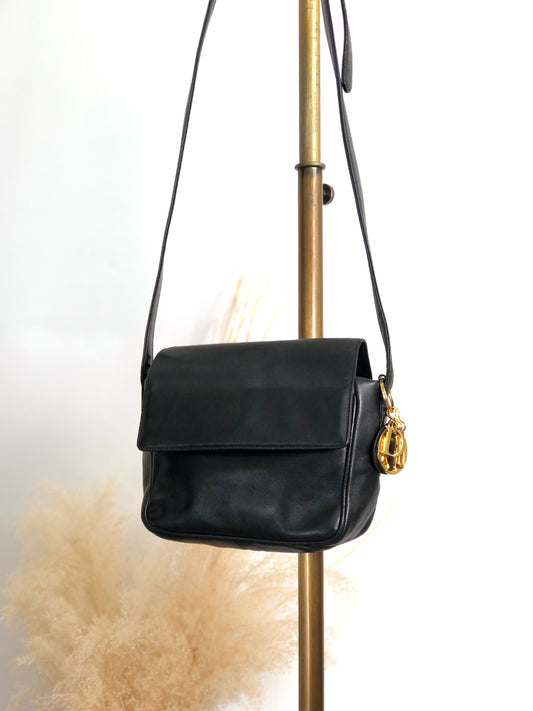 Christian Dior Logo Charm Shoulder bag Black Vintage ssswaj