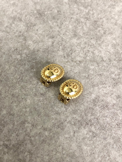 Christian Dior CD Logo Earrings Gold Vintage e3rwit