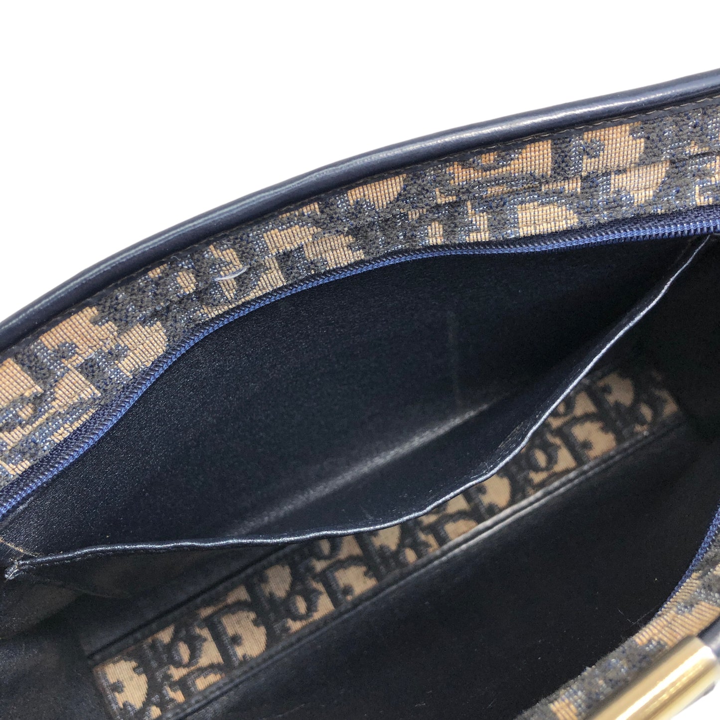 Christian Dior Trotter Jacquard Leather Shoulder bag Navy Vintage z57hhm