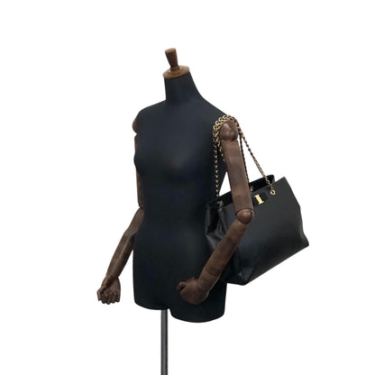 Salvatore Ferragamo Vala Ribbon Handbag Chain Shoulder bag Black Vintage 7fajd7