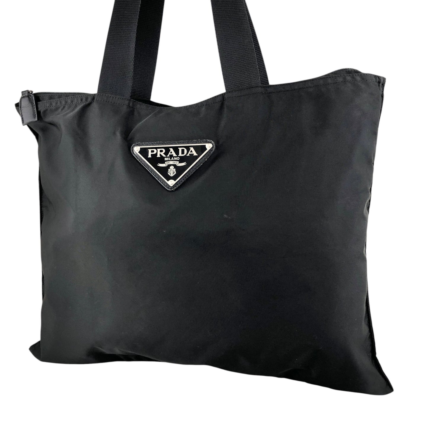 PRADA Tessuto Triangle Logo Handbag Totebag Black Vintage 6e4zku