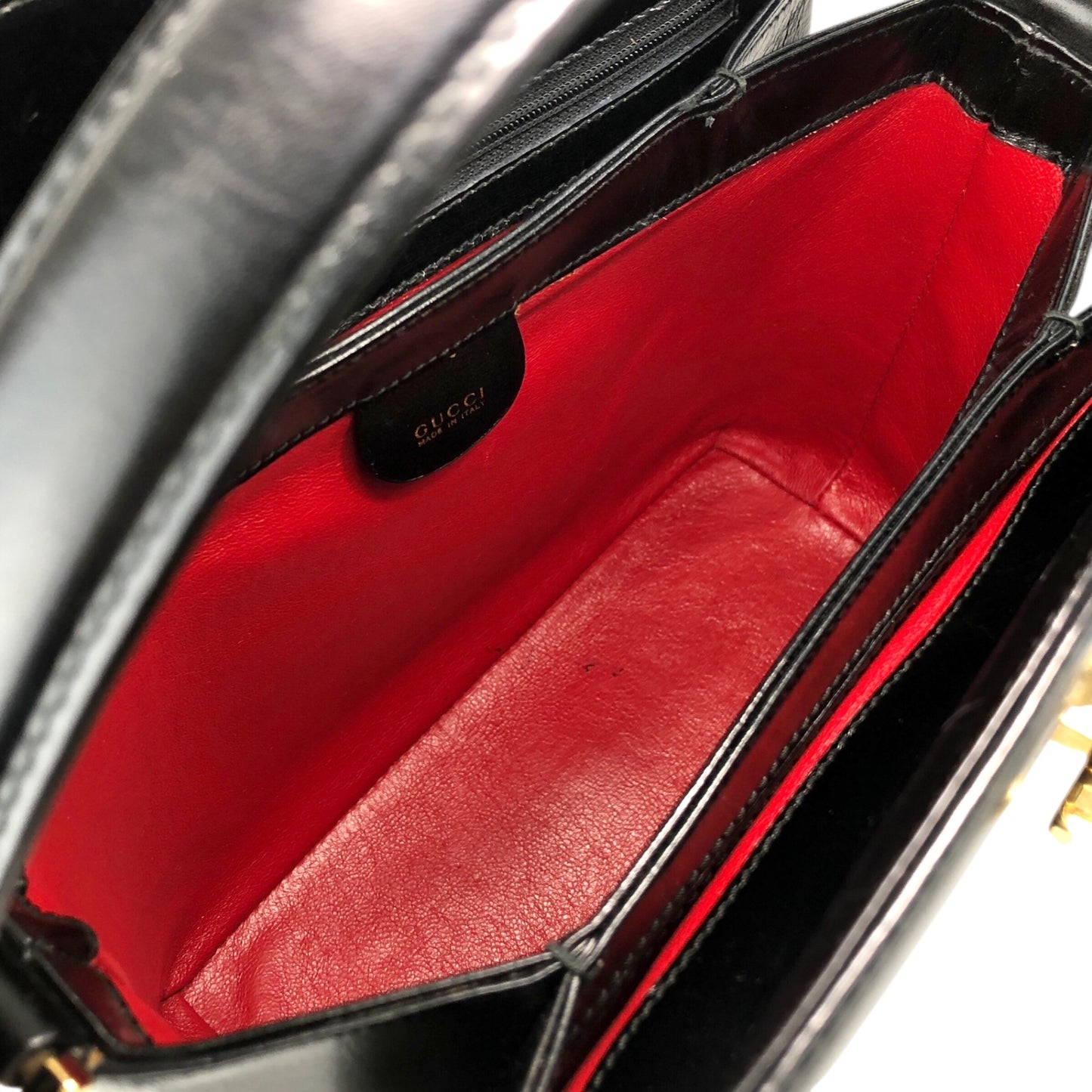 GUCCI Logo Handbag Vanity bag Black Vintage aitdmr