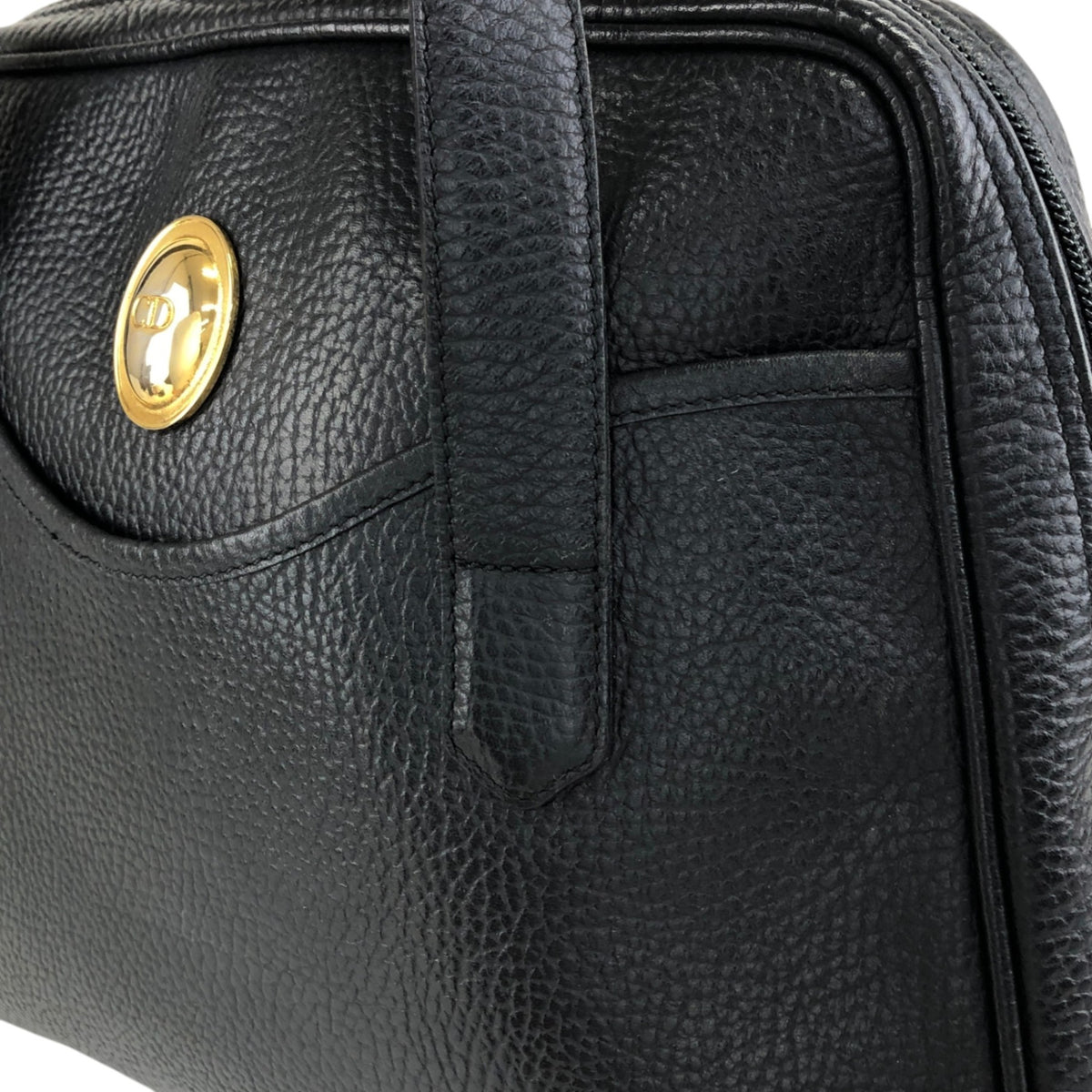 Christian Dior CD Logo Two-way Handbag Shoulder bag Black Vintage 68z4cp