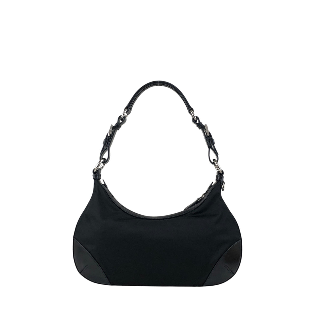 PRADA Triangle Logo Shoulder bag Hobobag Black Vintage cpgmii