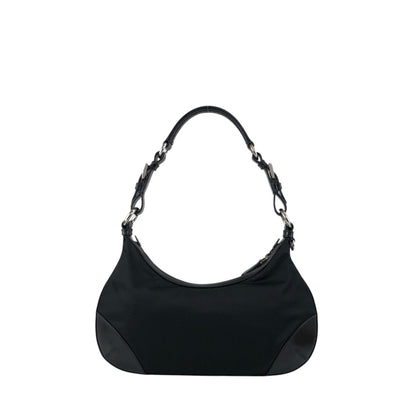 PRADA Triangle Logo Shoulder bag Hobobag Black Vintage cpgmii
