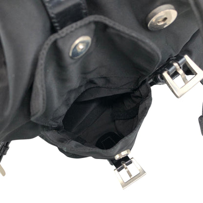 PRADA 三角形標誌雙口袋背包黑色復古 482mjk