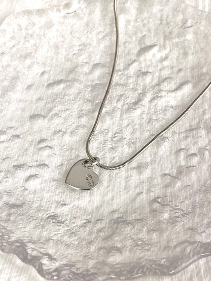 Christian Dior CD Logo Heart Motif Necklace Silver Vintage 2f2nrz