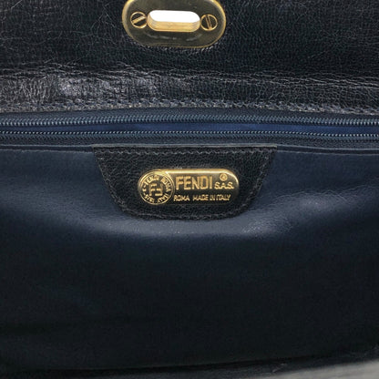 FENDI Logo Embossed Handbag Black Vintage yyxgsd