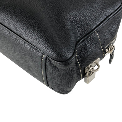 PRADA Logo Embossed Small Boston bag Handbag Black Vintage wuztbm