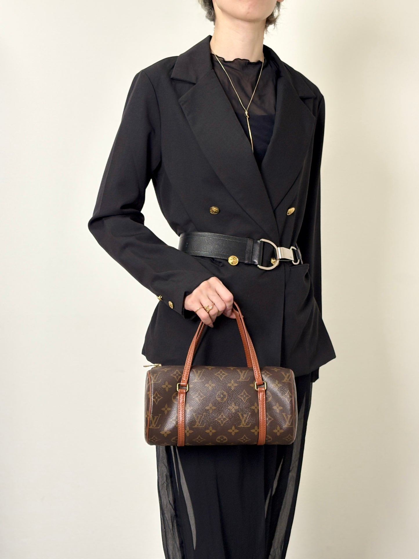 LOUIS VUITTON Monogram Handbag Brown Vintage dwmmh5