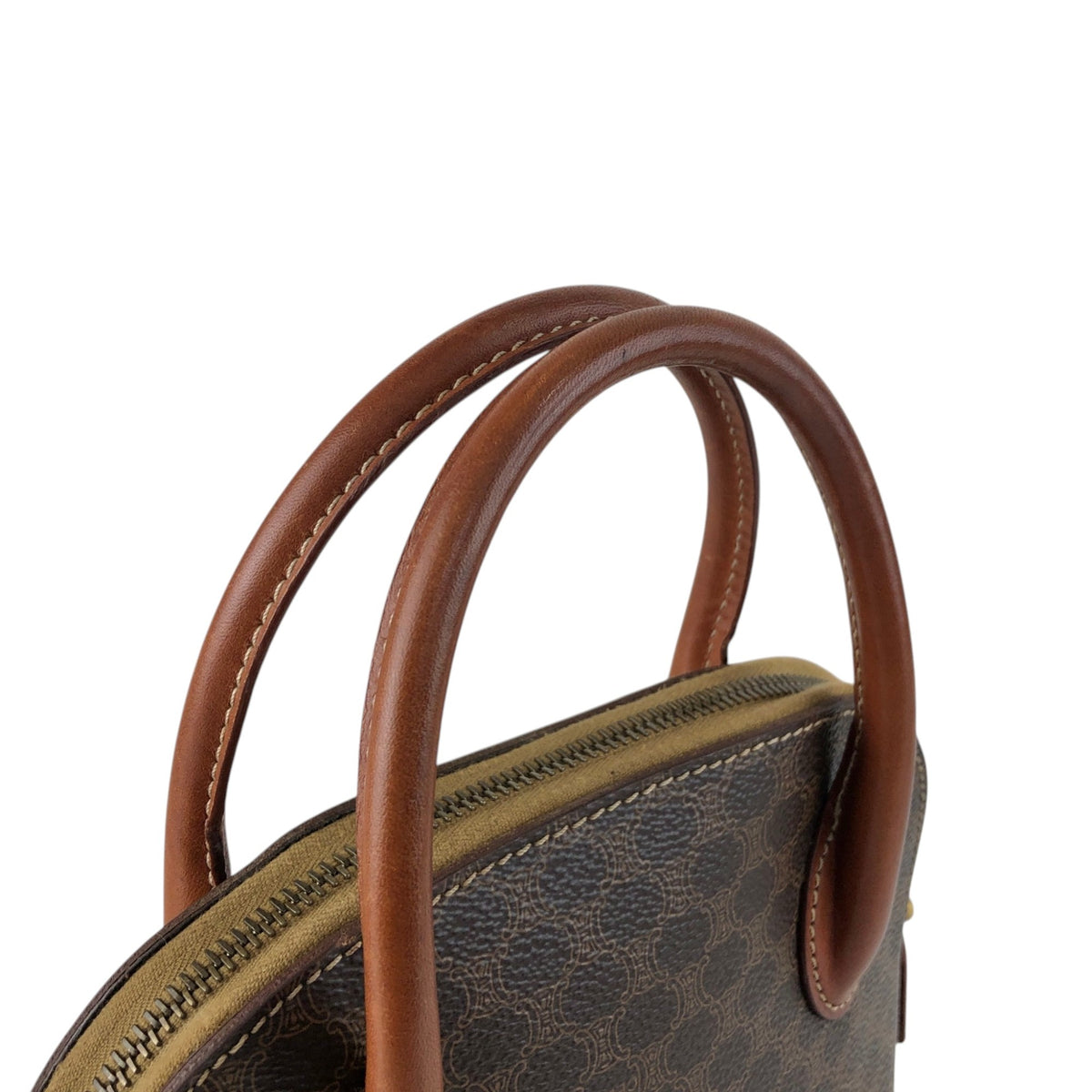 CELINE Macadam Two-way Handbag Shoulder bag Brown Vintage cwamvm