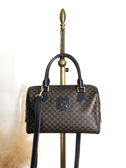 CELINE Macadam Blason Two-way Small Boston bag Shoulder bag Black Vintage xawpgz