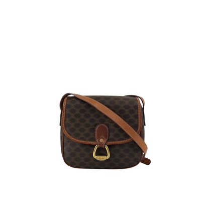 CELINE Macadam Horse Bit Shoulder bag Brown Vintage ffjd2x
