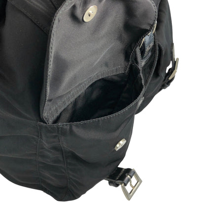 PRADA Tessuto Triangle Logo Double Pocket Backpack Black Vintage vsidzm