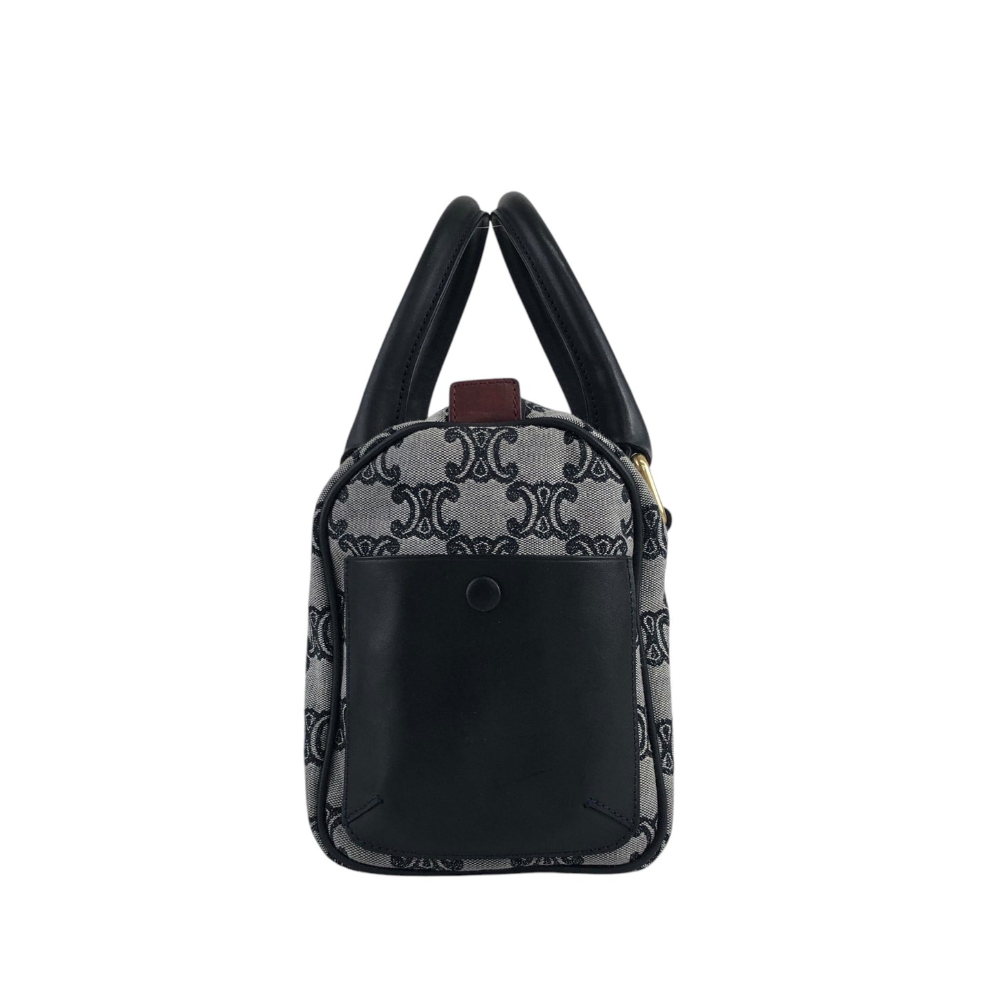 CELINE Macadam Triomphe Handbag Boston bag Gray Vintage skkab5
