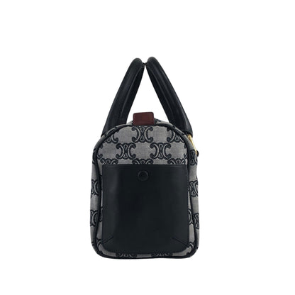 CELINE Macadam Triomphe Handbag Boston bag Gray Vintage skkab5