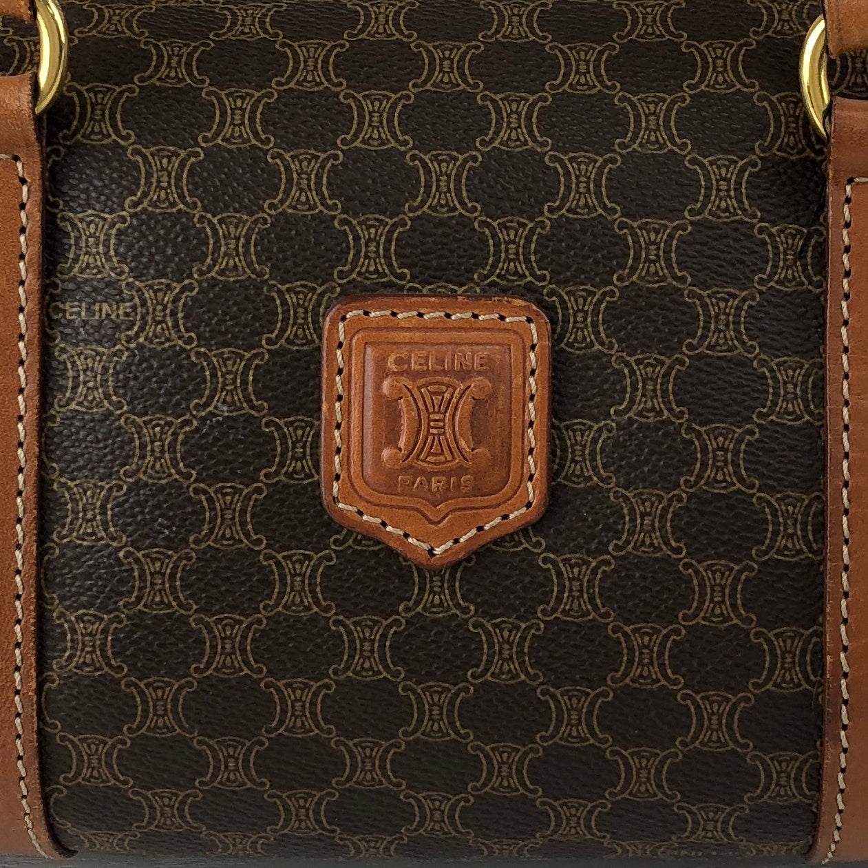 CELINE Macadam Blason Handbag Brown Vintage s5ej7j