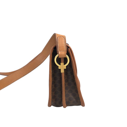 CELINE Macadam Horse Bit Shoulder bag Brown Vintage 3w54jc