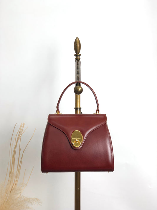 GIVENCHY Gancini Top Handle Handbag Brown Vintage rguu25