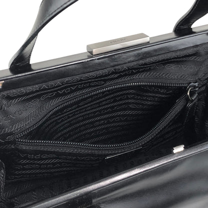 PRADA Metal Clasp Handbag Black Vintage 6am4p2