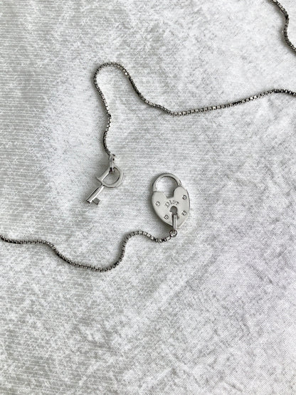 Christian Dior Logo Heart Motif Necklace Silver Vintage psrkeb