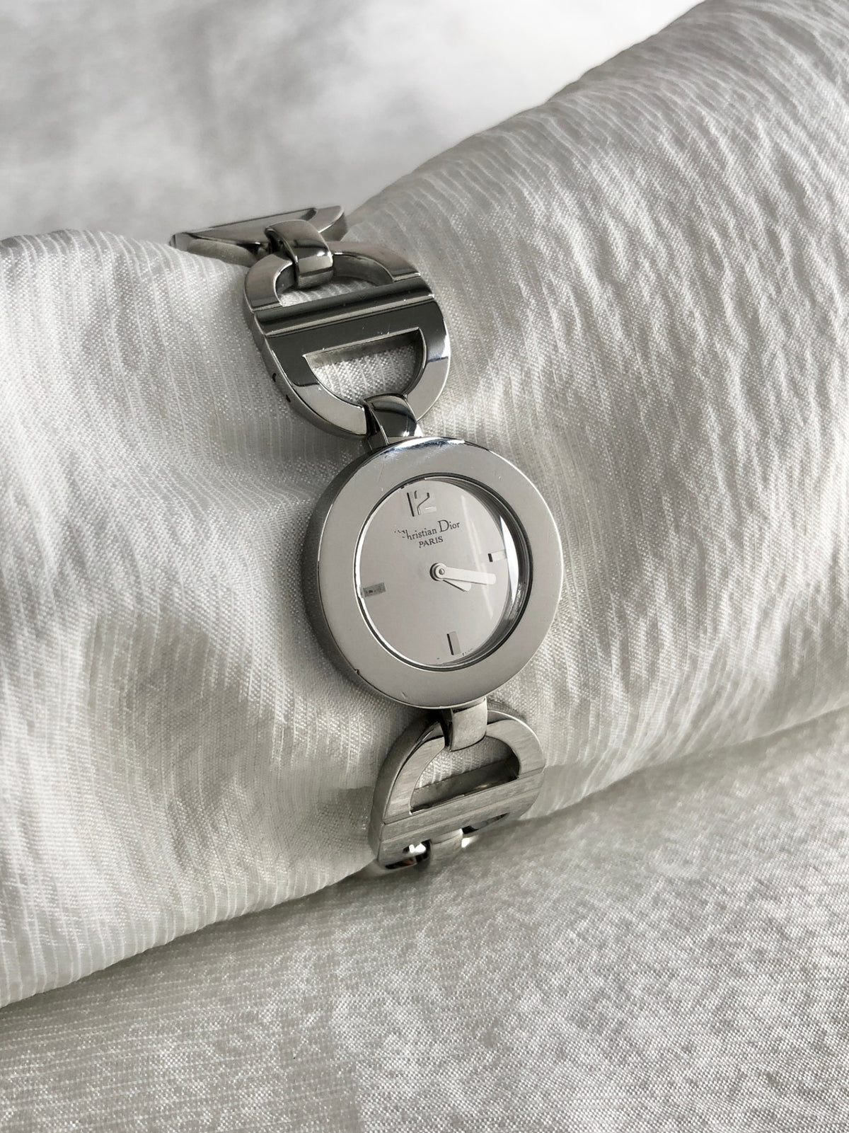 Christian Dior Logo Quartz Watch Silver CD022110 FA4647 Vintage drenb7