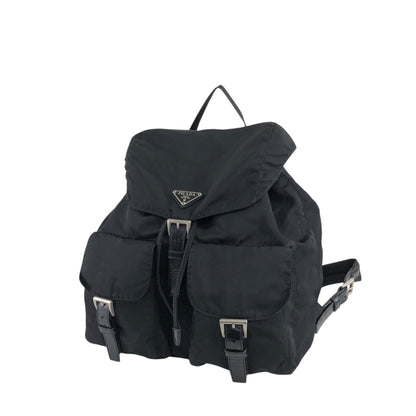PRADA Triangle Logo Double Pocket Backpack Black Vintage 7hx8bf