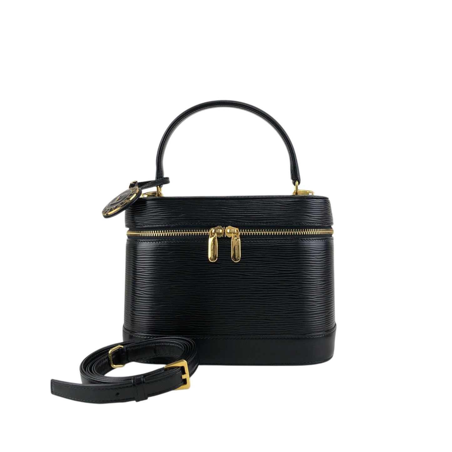 VALENTINO GARAVANI Logo Charm Two-way Handbag Shoulder bag Black Vintage 58zrvp