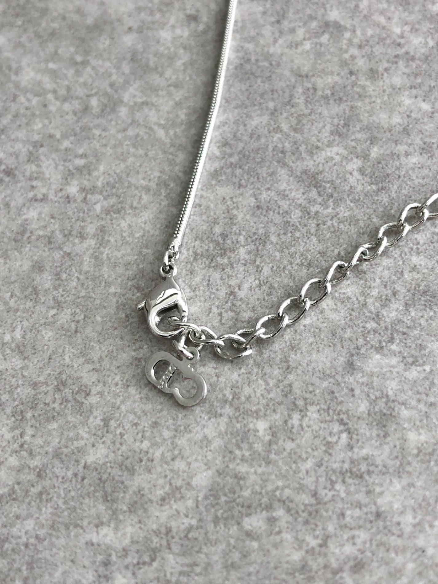 Christian Dior CD Logo Necklace Silver Vintage 78xusc