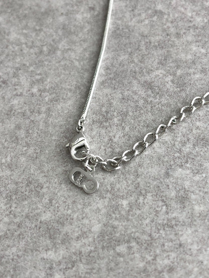 Christian Dior CD Logo Necklace Silver Vintage 78xusc