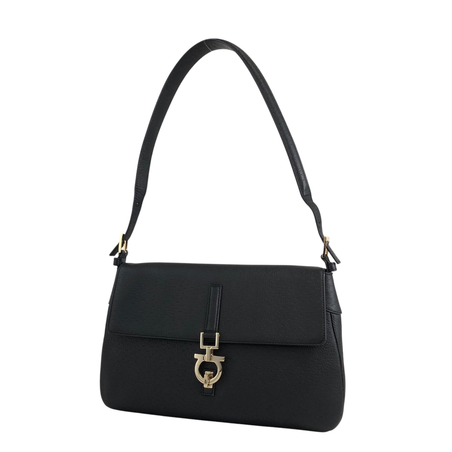 Salvatore Ferragamo Gancini Shoulder bag Black Vintage hrpw36