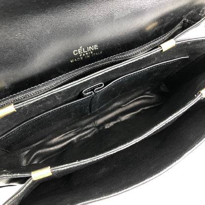 CELINE Triomphe  Leather Shoulder bag Black Vintage t667pp