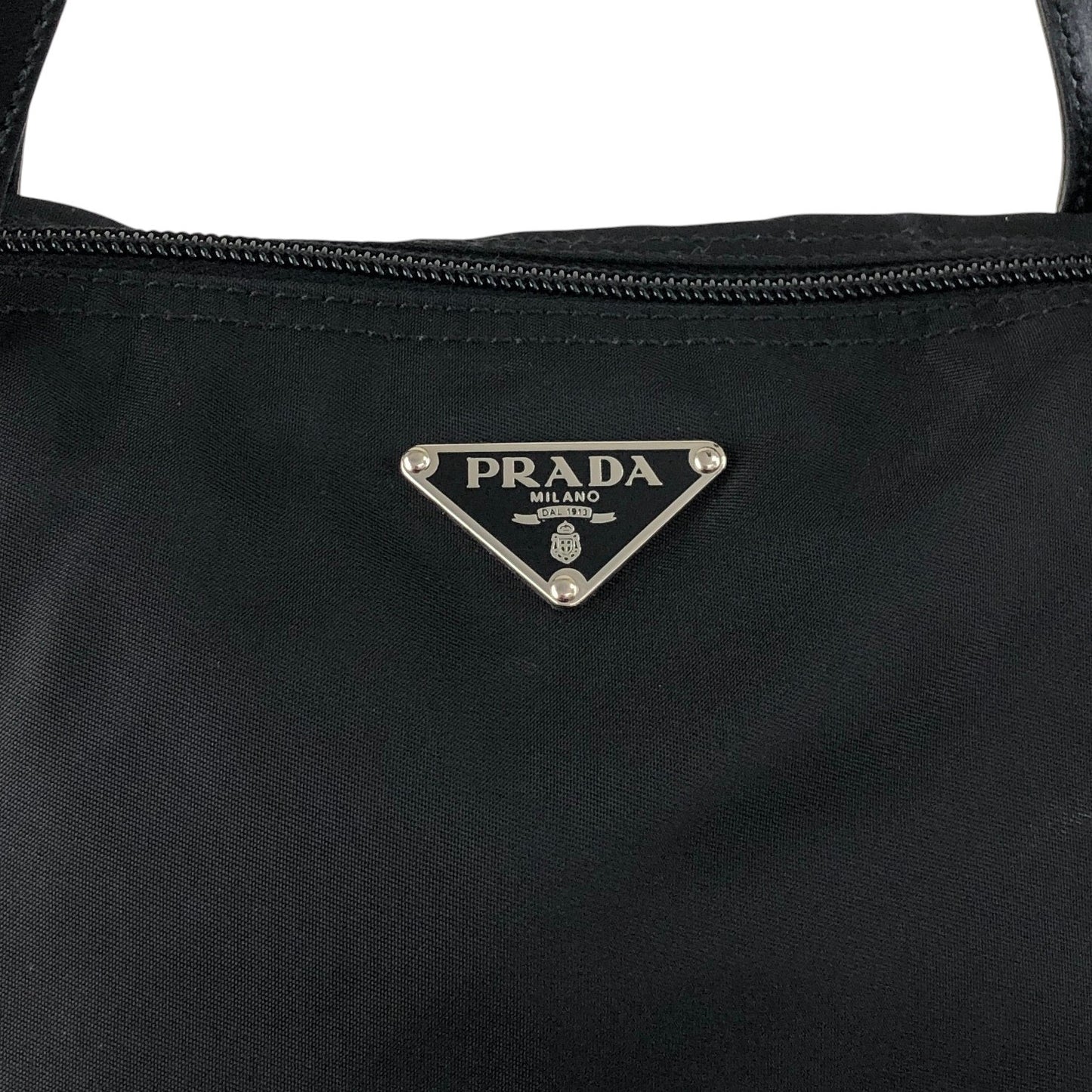 PRADA Tessuto Triangle Logo Handbag Totebag Black Vintage cxhrm8