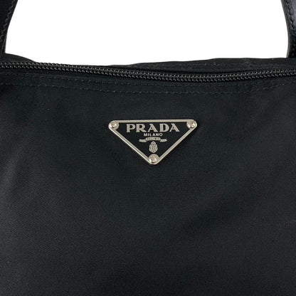 PRADA Tessuto Triangle Logo Handbag Totebag Black Vintage cxhrm8