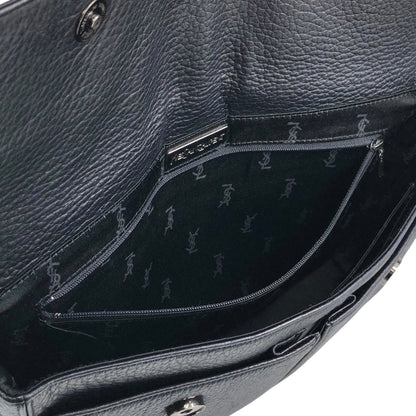 Yves Saint Laurent Logo Buckle Shoulder bag Black Vintage geb2iw