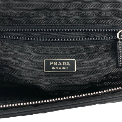 PRADA Tessuto Triangle Logo Handbag Black Vintage zzietj