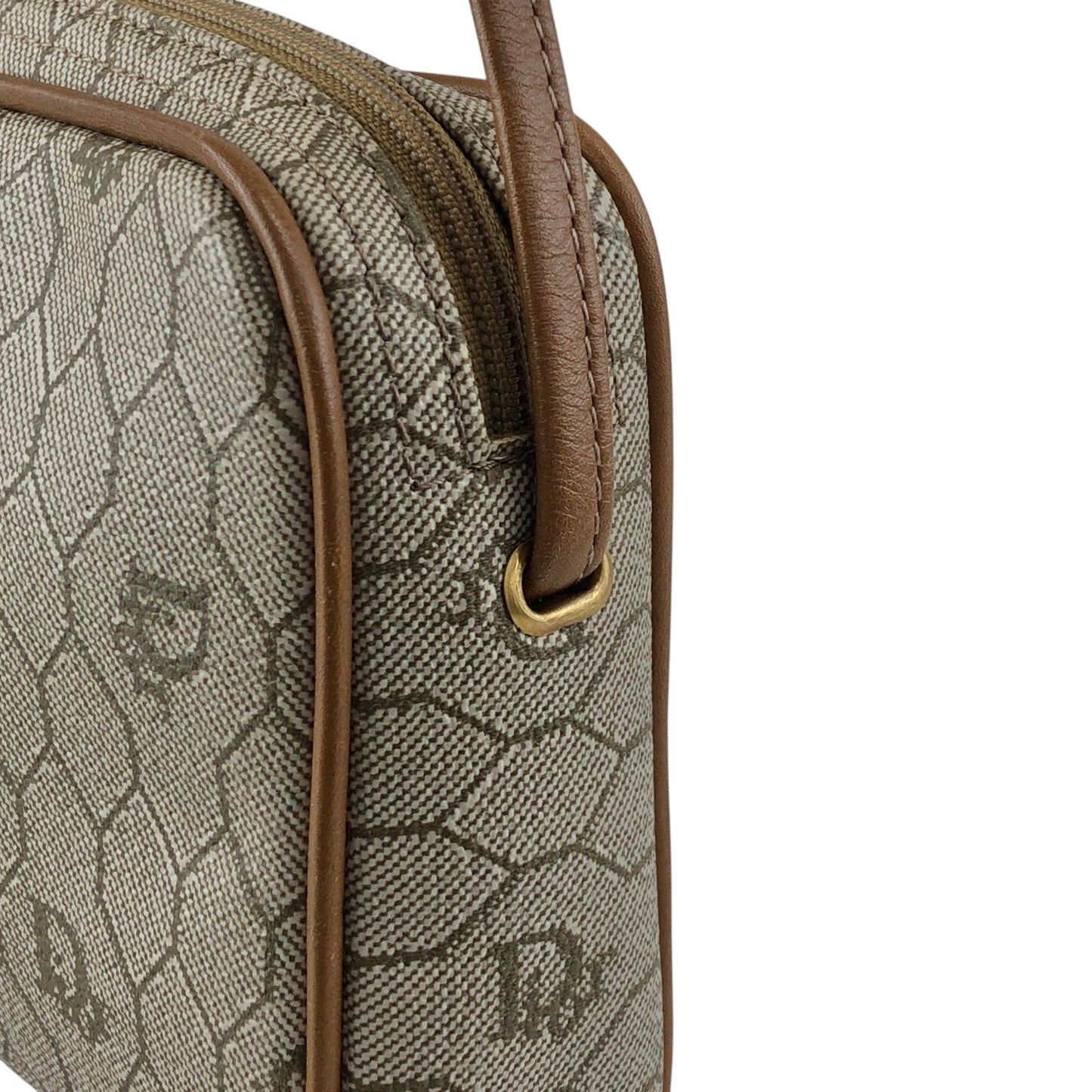 Christian Dior Small Honeycomb Pattern Logo Shoulder bag Beige Vintage ptj22k