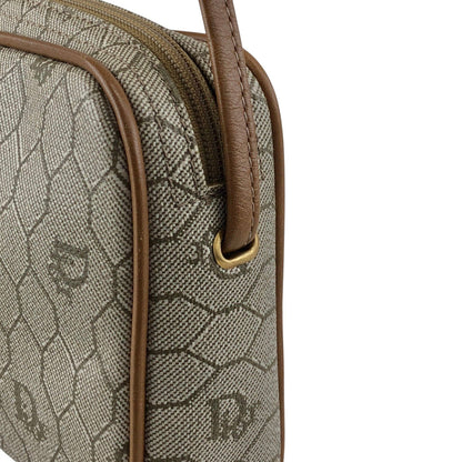 Christian Dior Small Honeycomb Pattern Logo Shoulder bag Beige Vintage ptj22k