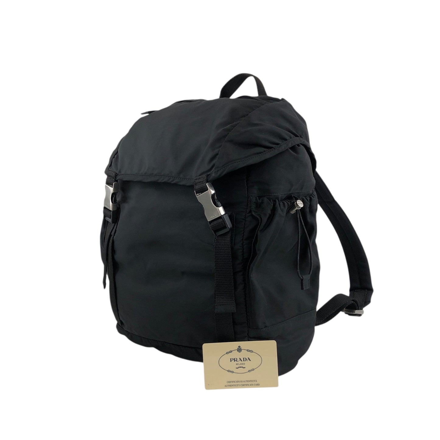 PRADA Tessuto Triangle Logo Backpack Black Vintage 6bctx4