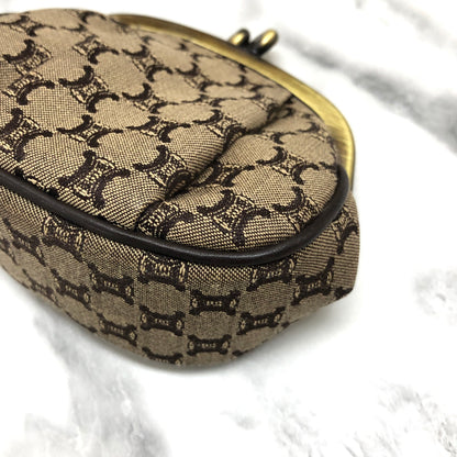 CELINE Blason 金屬扣提花零皮夾 棕色 復古 fw8fdh