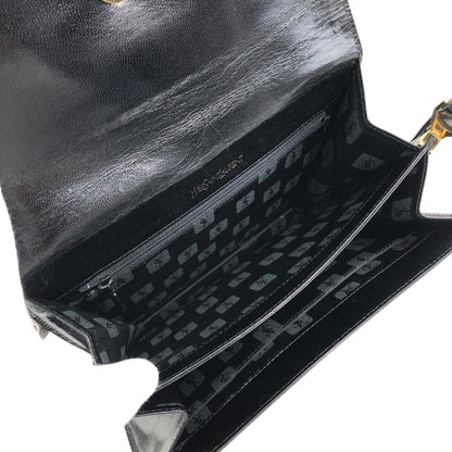 Yves Saint Laurent YSL Logo Handbag Shoulder bag Black Vintage 5nbvi3