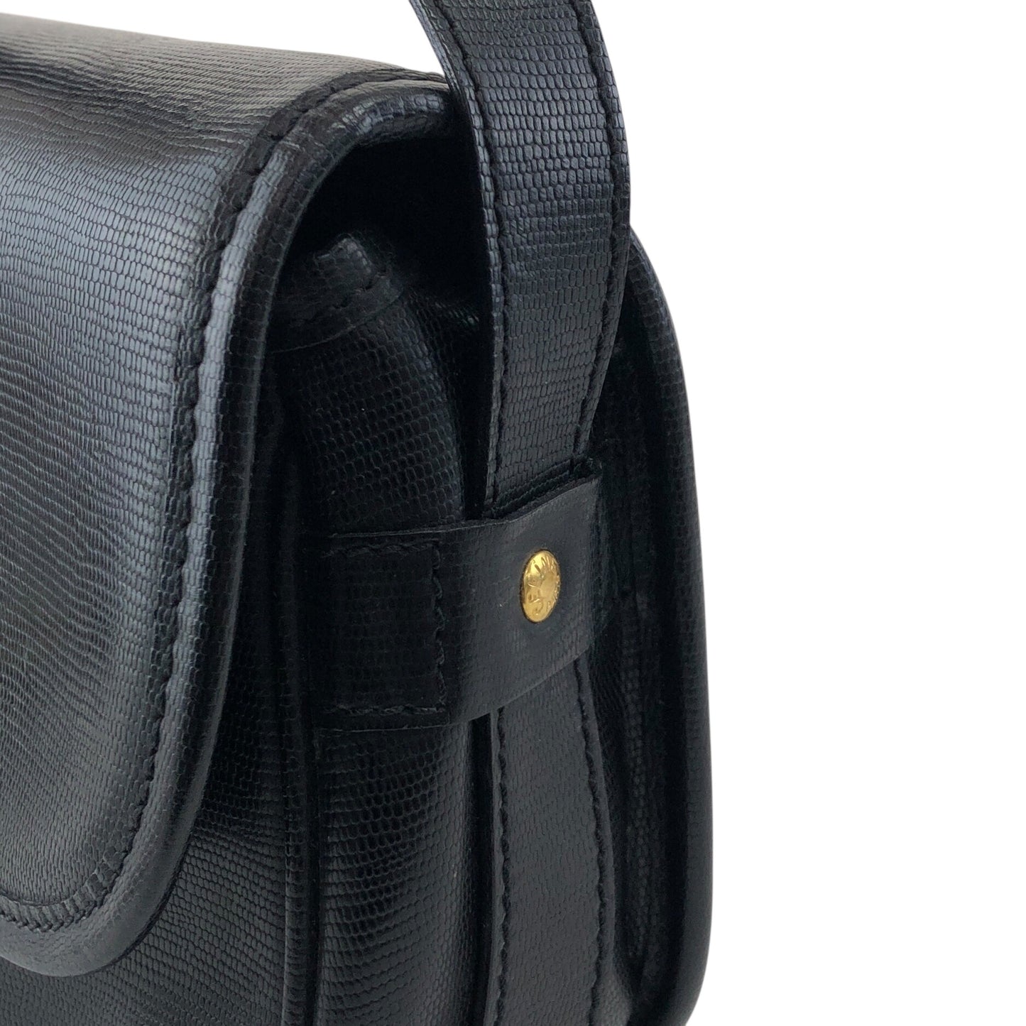 CELINE Front Buckle logo Charm Shoulder bag Black Vintage tpxej8