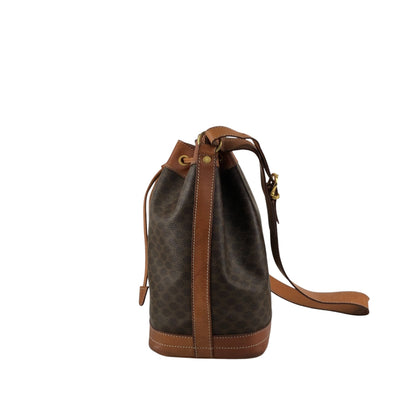 CELINE Macadam Blason Drawstring Shoulder bag Brown Vintage 2wtdcs