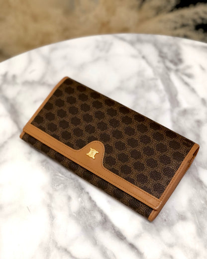 CELINE Macadam Triomphe PVC 皮革長皮夾 棕色 復古 7ej5dz